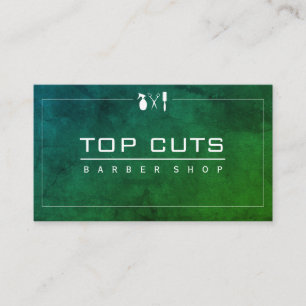 Carte De Visite Classic Barber Shop Sleek Green Purple