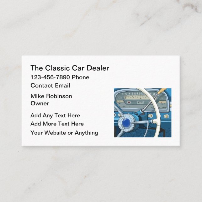 Carte De Visite Classic Car Dealer Automobile Business Cards (Devant)