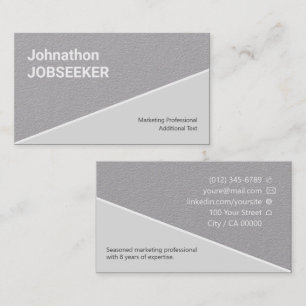 Carte De Visite Classic Clean Job Seeker Jobseeker Grey Classy
