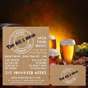 Carte De Visite Classic Country Pub Logo, Pub/Brasserie
