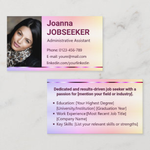 Carte De Visite Classic Job Seeker Rainbow Ombre Elegant Rose Gold