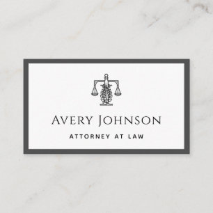 Carte De Visite Classic Law Lawyer Scales Logo Grey & White Bold