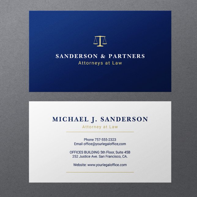 Carte De Visite Classic navy blue and gold attorney at law (Créateur téléchargé)