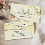 Carte De Visite Classic Parties scintillant or marbre Agate Script<br><div class="desc">Élégant moderne chic classique or jaune Parties scintillant marbre Agate Script Monogramme Carte de visite</div>