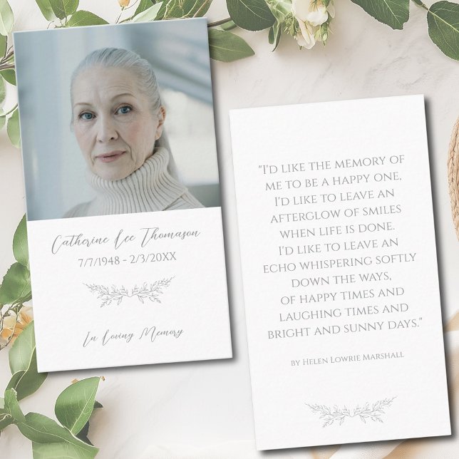 Carte De Visite Classic Photo Elegant Floral Funeral Prayer Card (Classic Photo Elegant Floral Funeral Prayer Card
)