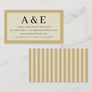 Carte De Visite Classic Retro Vintage Stripes Initiales simples