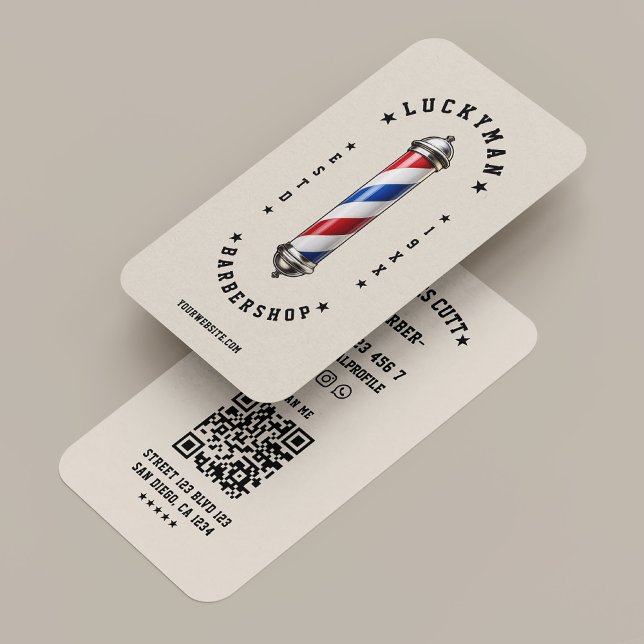 Carte De Visite Classic Sand Red White Blue Barber Pole Barbershop (Classic Sand Red White Blue Barber Pole Barbershop Business Card
)