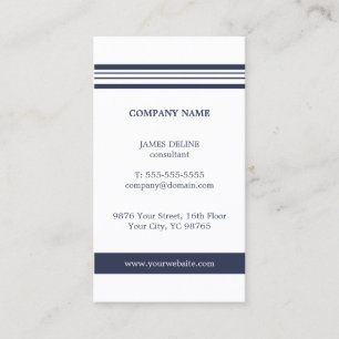 Carte De Visite Classic Simple Elegant Blue White