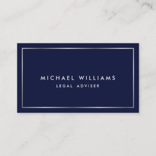 Carte De Visite Classic Vintage Navy Blue Dark Silver Monobram