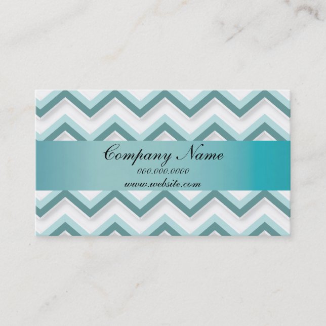 Carte De Visite Classic White et Turquoise Zigzag Pocket 2019 Cale (Devant)
