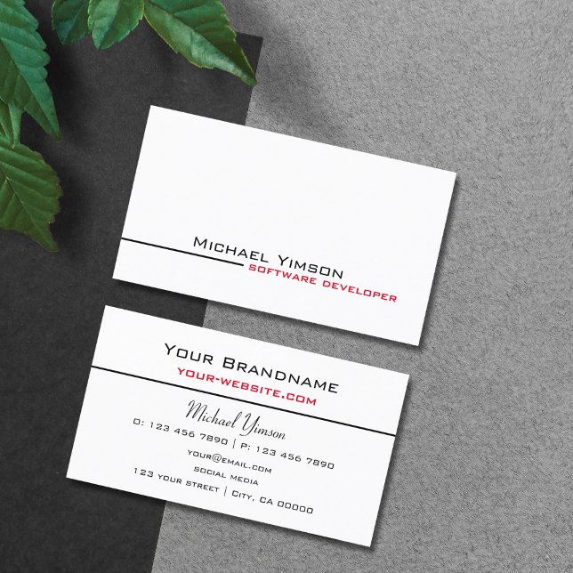 Carte De Visite Classique Blanc et Noir Simply Cool Professionnel (Créateur téléchargé)