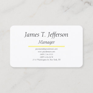 Carte De Visite Classique blanc minimaliste personnalisé simple