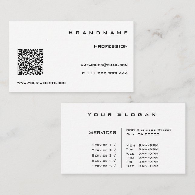 Carte De Visite Classique blanc personnalisé QR Code Professionnel (Devant / Derrière)