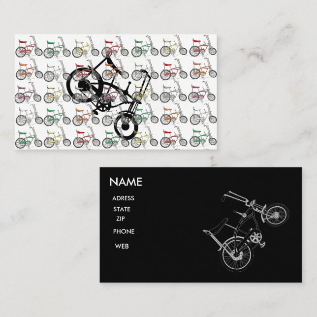CARTE DE VISITE CLASSIQUE de la BICYCLETTE SCHWINN (Devant / Derrière)