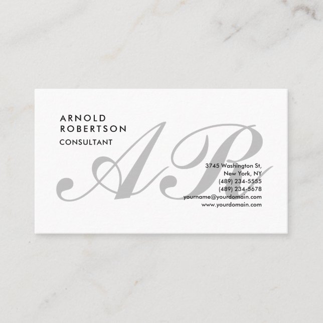 Carte De Visite Classique Monogramme Simple Tendance Professionnel (Devant)