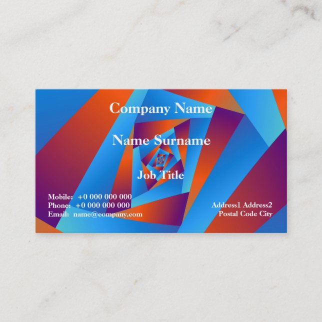 Carte de visite classique orange et spirale bleue (Devant)