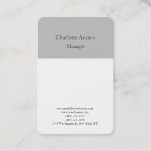 Carte De Visite Classique simple minimaliste gris blanc