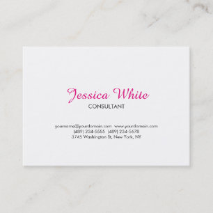 Carte De Visite Classique Simple Minimaliste Rose Blanc Feminine