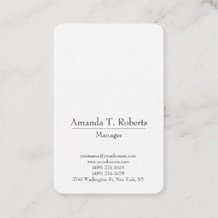 Carte De Visite Classique tendance simple minimaliste blanc simple