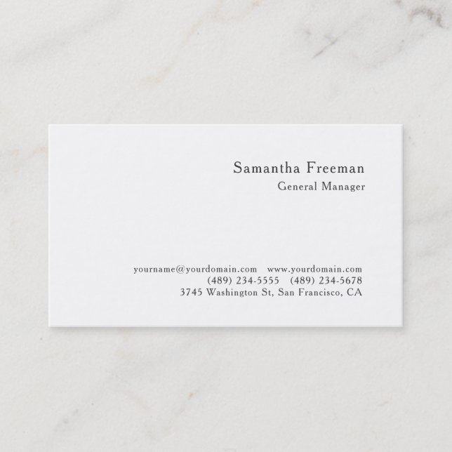 Carte De Visite Classique Traditionnel Simple Noir Blanc Minimalis (Devant)