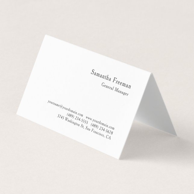 Carte De Visite Classique Traditionnel Simple Noir Blanc Minimalis (Devant)