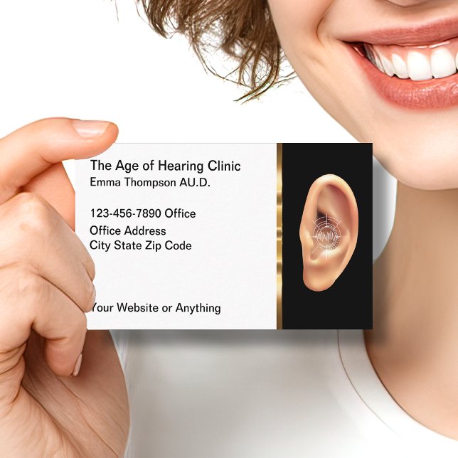 Carte De Visite Classy Audiologist Hearing Center Business cards (Créateur téléchargé)