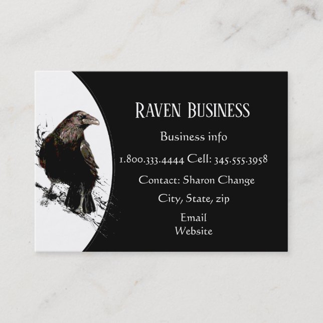 Carte De Visite Classy Black Raven Bird Business Service Shop (Devant)