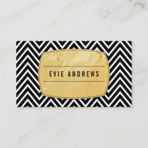 Carte De Visite CLASSY bold chevron motif panneau en or noir