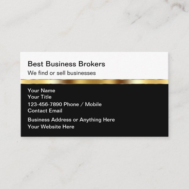 Carte De Visite Classy Business Broker Marketing Business Cards (Devant)
