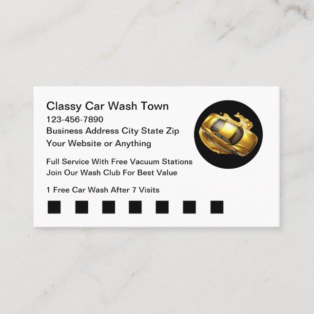 Carte De Visite Classy Car Wash Theme Business Cards (Devant)