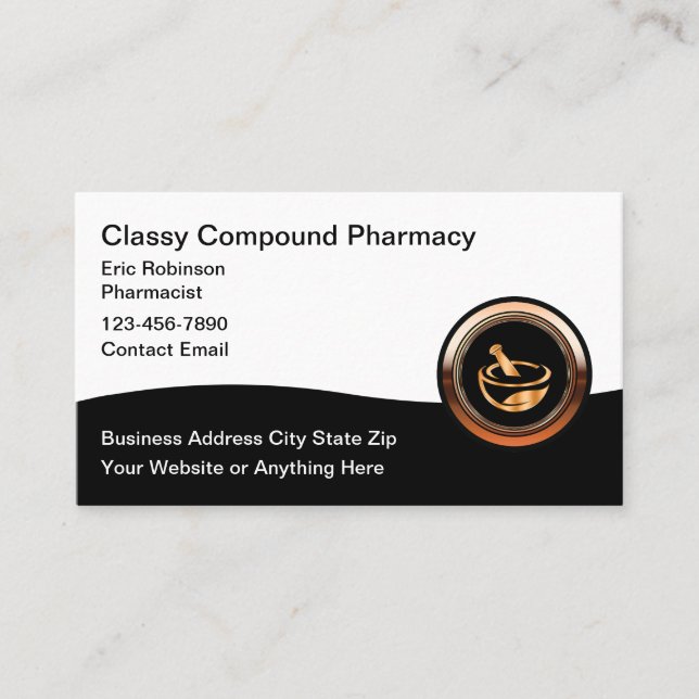 Carte De Visite Classy Compound Pharmacy Business Cards (Devant)