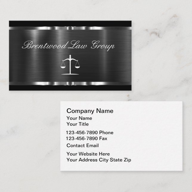 Carte De Visite Classy Elegant Attorney Business Cards Design (Devant / Derrière)