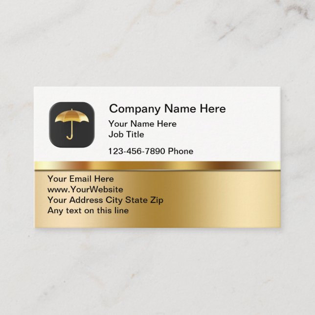 Carte De Visite Classy Insurance Umbrella Theme Business Cards (Devant)
