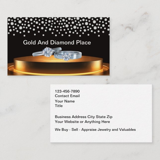 Carte De Visite Classy Jewelry Theme Bling Business Cards (Devant / Derrière)