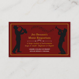 Carte De Visite Classy Music Store Gold Silhouettes