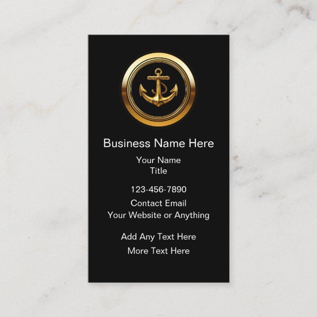 Carte De Visite Classy Nautical Anchor Theme Business Cards (Devant)