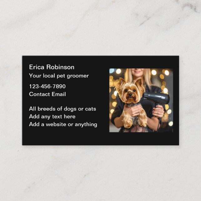Carte De Visite Classy Pet Grooming Business Cards Design (Devant)