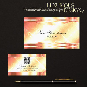 Carte De Visite Classy Shimmery Rose Gold avec QR Code Luxueux