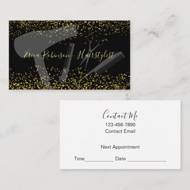 Carte De Visite Classy Trendy Hairstylist Glitzy Appointment Cards (Devant / Derrière)