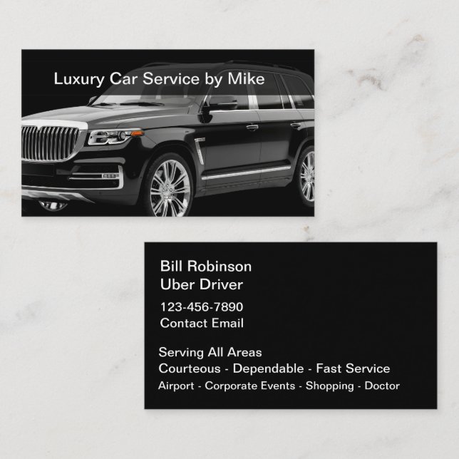 Carte De Visite Classy Uber Driver Transportation Business Cards (Devant / Derrière)