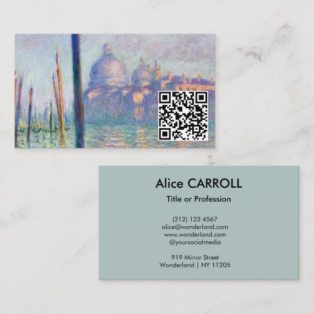 Carte De Visite Claude Monet - Grand Canal, Venise - Code QR (Devant / Derrière)