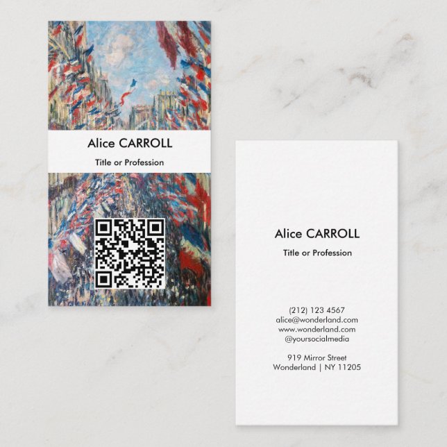 Carte De Visite Claude Monet - La Rue Montorgueil, Paris - Code QR (Devant / Derrière)