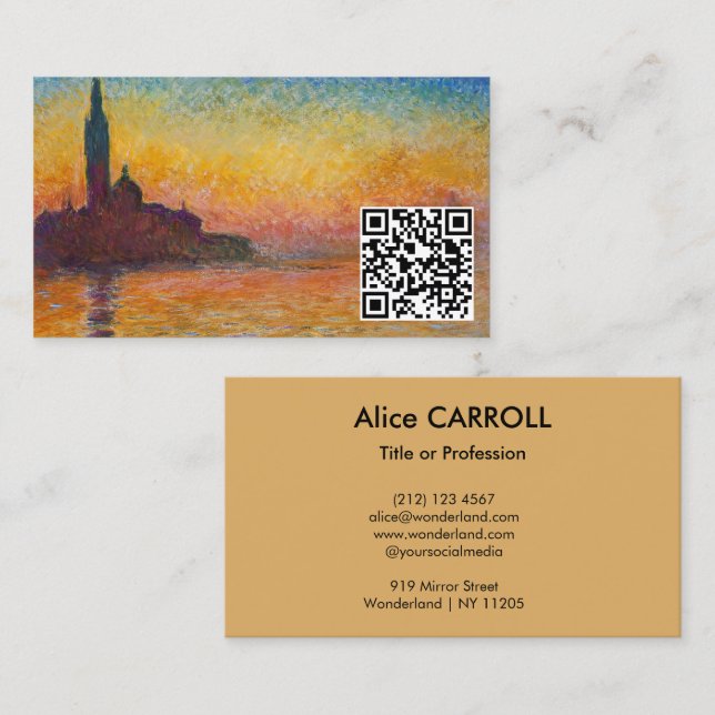 Carte De Visite Claude Monet - San Giorgio Maggiore Dusk - Code QR (Devant / Derrière)