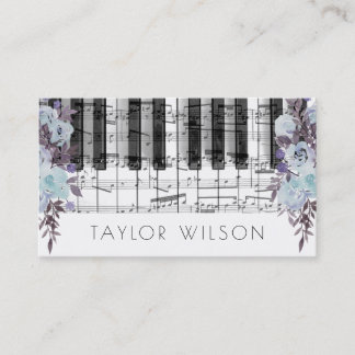 Carte De Visite clavier de fleurs bleues