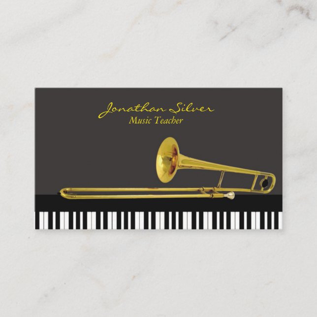 Carte De Visite Clavier de piano et Trombone pour professeur de mu (Devant)
