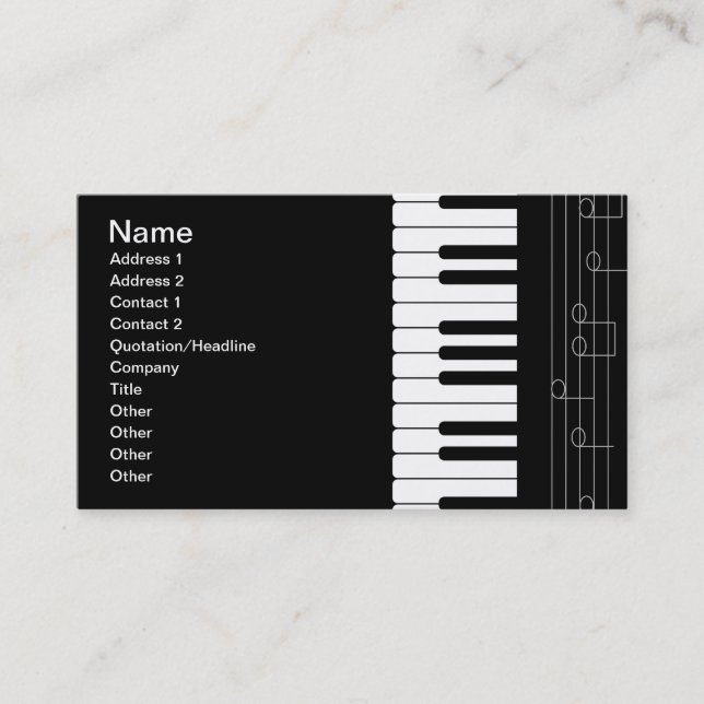 Carte De Visite Clavier pour piano (Devant)