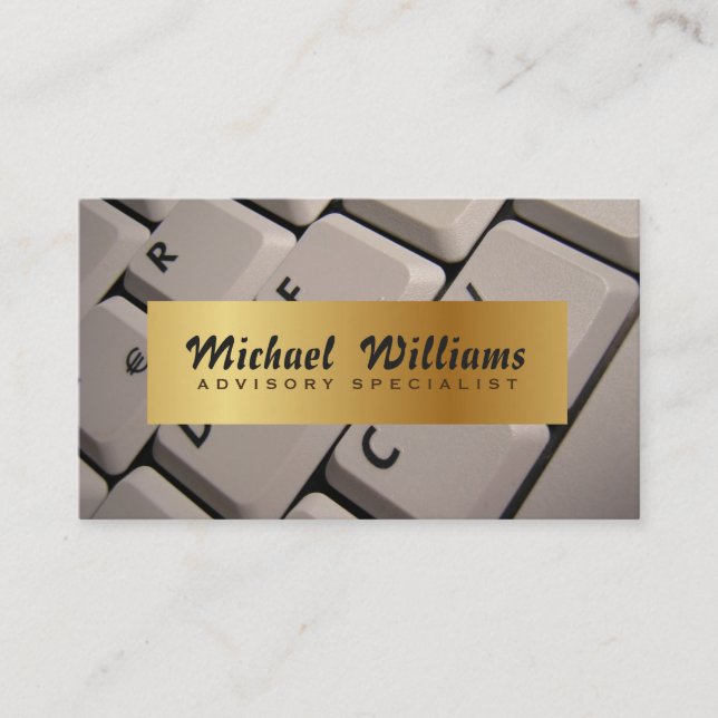 CARTE DE VISITE CLAVIER PROFESSIONNEL ÉLÉGANT ORDINATEUR AUTEUR (Devant)