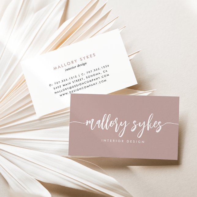 Carte De Visite Clay rose | Script de signature moderne (Créateur téléchargé)
