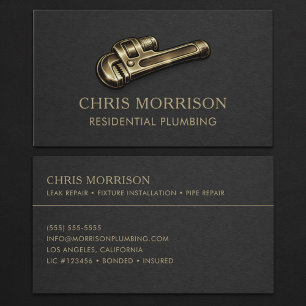 Carte De Visite Clé à tuyau de plombier résidentiel professionnel