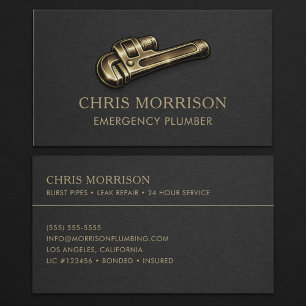 Carte De Visite Clé à tuyau pour plombier d'urgence Professionnel